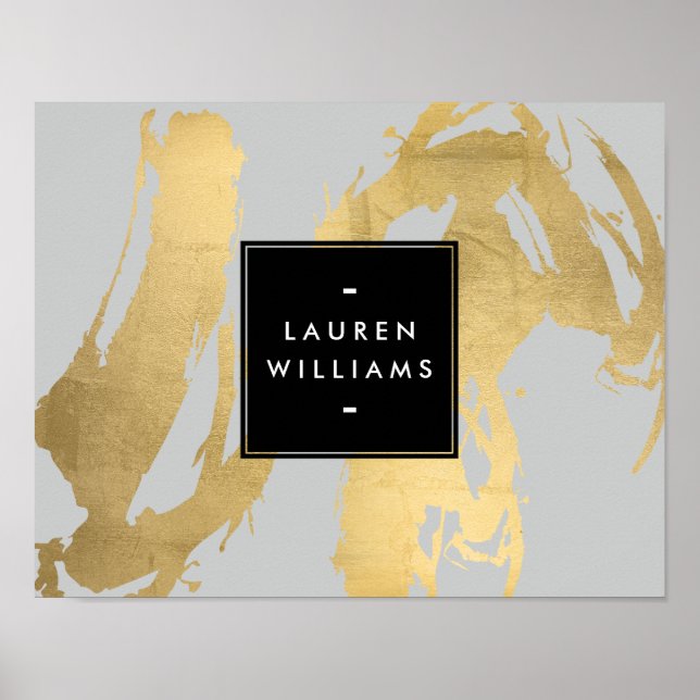 Affiches Brochures Abstraites Faux Gold sur Grey (Devant)