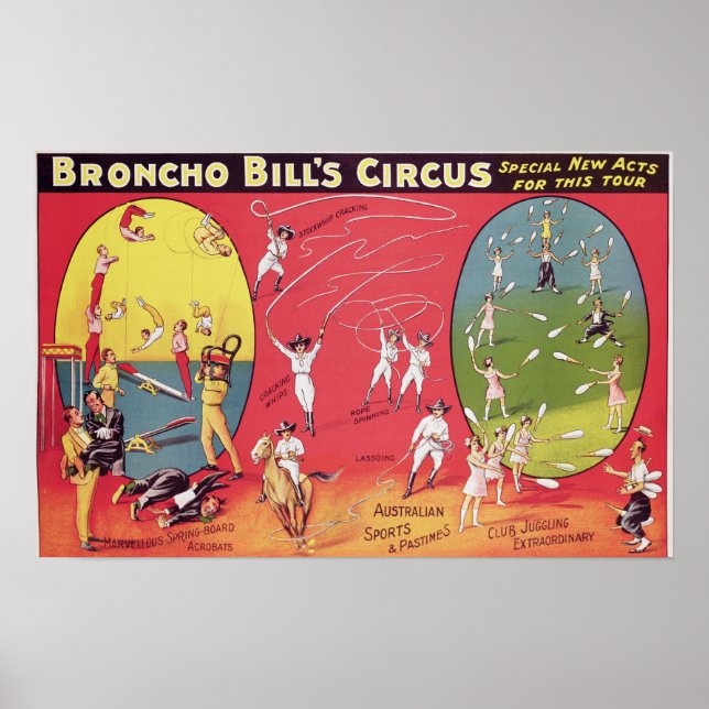 Affiches Broncho Bill's Circus, Birmingham c.1890-1910 (Devant)