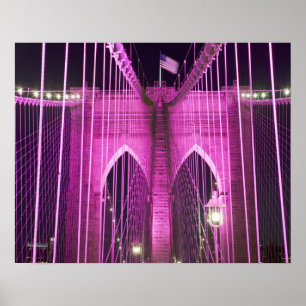 Affiches Brooklyn Bridge Lit Purple