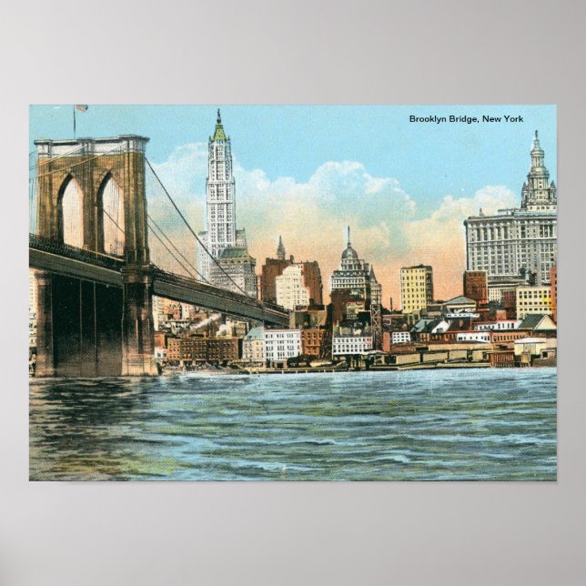 Affiches Brooklyn Bridge, New York Vintage (Devant)