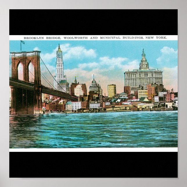 Affiches Brooklyn Bridge, Woolworth et Municipal... (Devant)