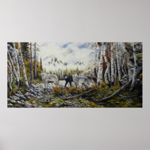 Affiches Brothers 4 loups toile peinture à l'huile à vendre