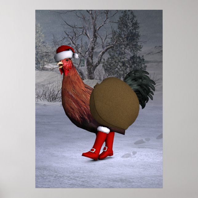 Affiches Brown Rooster Santa Claus (Devant)