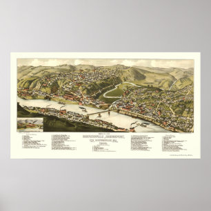 Affiches Brownsville, PA Carte panoramique - 1883