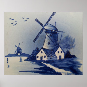 Affiches Broyeur Delft Blue Vintage