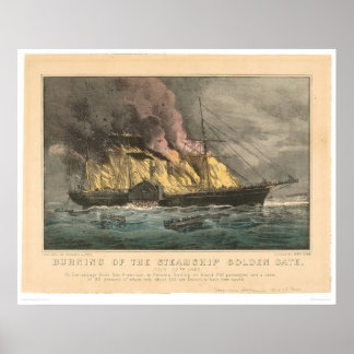 Affiches Brûlage de la porte d'or du navire à vapeur (0144A