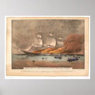 Affiches Brûlage du navire à clipper "Golden Light" (0143A)