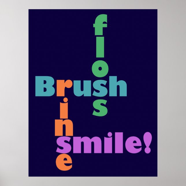 Affiches Brush Floss Rinse SMILE ! (Devant)
