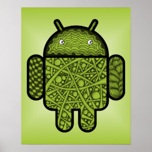 Affiches Bubbles Doodle Character pour le robot Android™