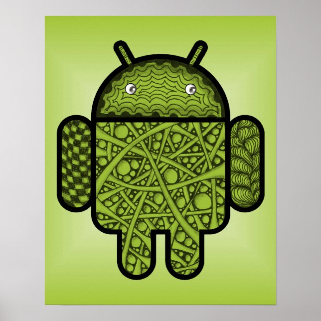 Affiches Bubbles Doodle Character pour le robot Android™ (Devant)