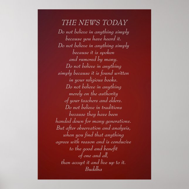 Affiches Buddha quote Do not believe News Today (Devant)