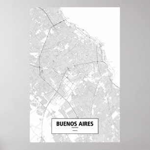 Affiches Buenos Aires, Argentine (noir sur blanc)
