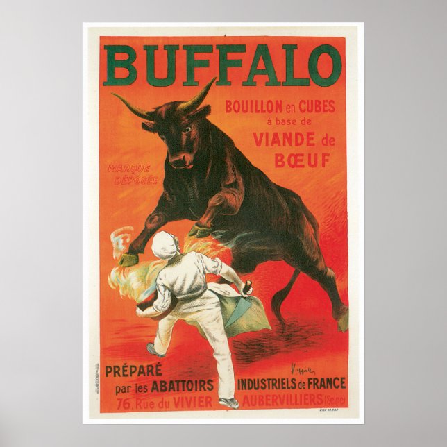 Affiches Buffalo Bouillon Cubes Restauration Vintage (Devant)