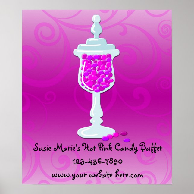 Affiches Buffet de bonbons fuchsia rose chaud (Devant)
