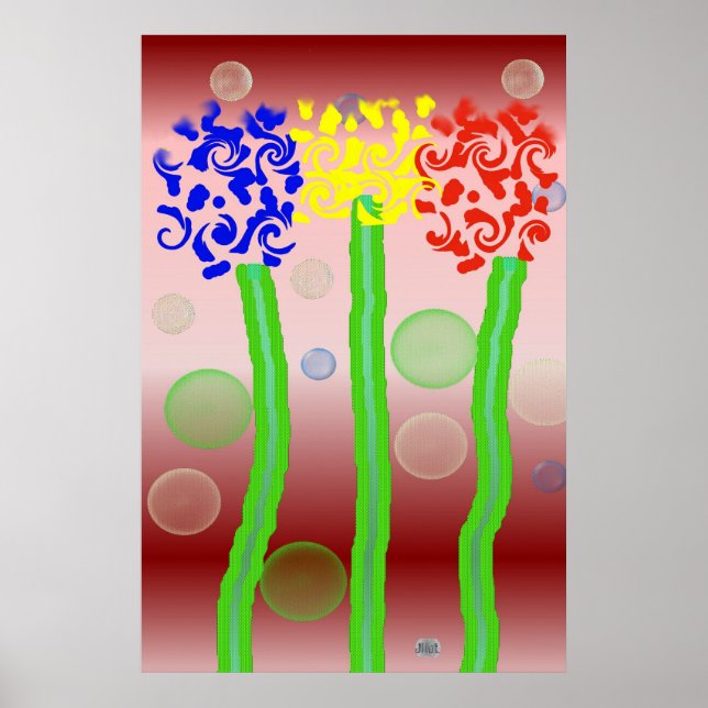 Affiches Bulles et fleurs (Devant)