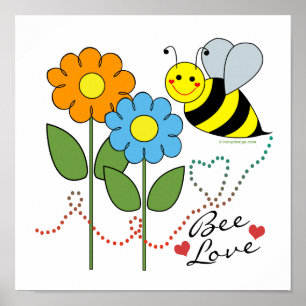Affiches Bumble Abee Avec Fleurs Abee Aimer