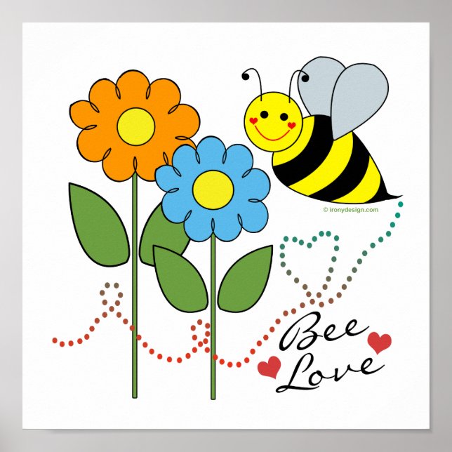Affiches Bumble Abee Avec Fleurs Abee Aimer (Devant)