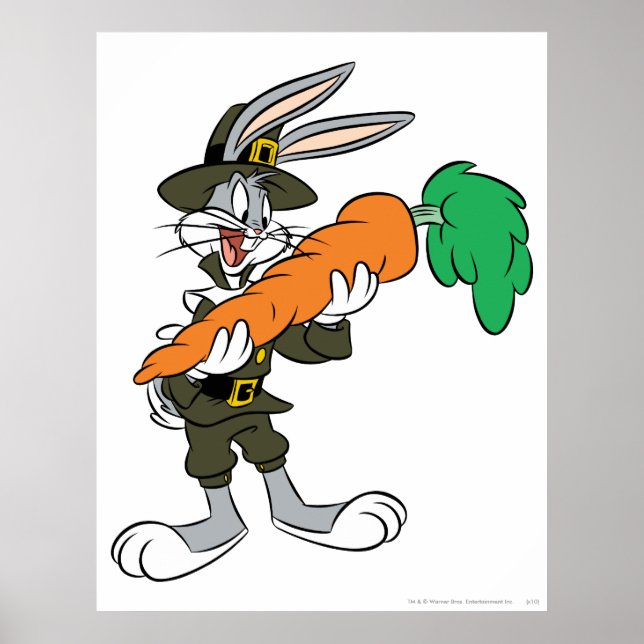 Affiches BUNNY™ Pilgrim Thanksgiving Carrot (Devant)
