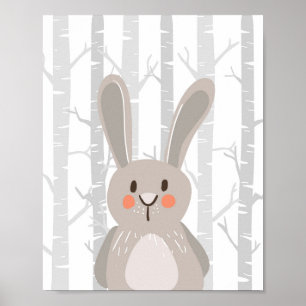 Affiches Bunny Woodland Animal Nursering Mur Art Imprimer