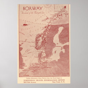 Affiches Bureau 1939 d'information norvégien de voyage de