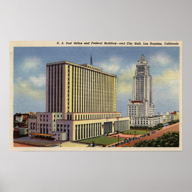 Affiches Bureau de poste des États-Unis, Hôtel de ville et  (Devant)