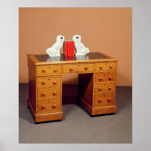 Affiches Bureau victorien de kneehole et une paire de