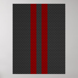 Affiches Burgundy Red Carbon Fiber Like Racing Stripes