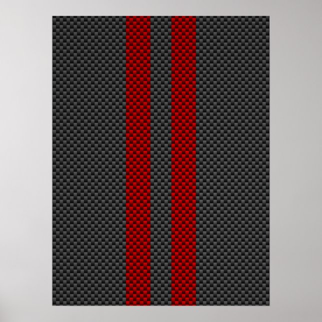 Affiches Burgundy Red Carbon Fiber Like Racing Stripes (Devant)