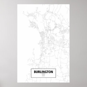 Affiches Burlington, Vermont (black on white)