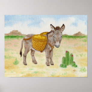 Affiches Burro avec Panier imprimé
