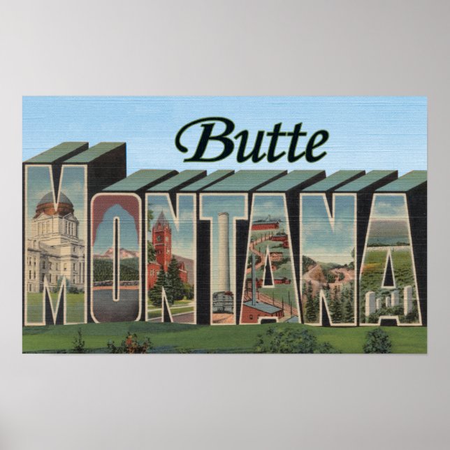 Affiches Butte, MontanaGrandes lettres ScènesButte, MT 2 (Devant)