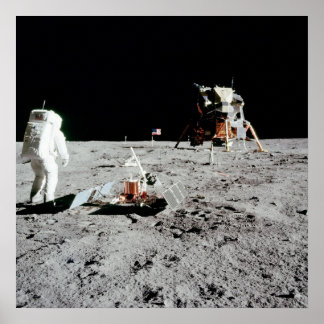 Affiches Buzz Aldrin et Module Lunaire sur la Lune