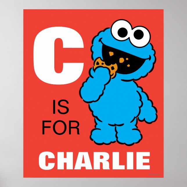 Affiches C est pour Cookie Monster | Ajouter Votre Nom (Devant)