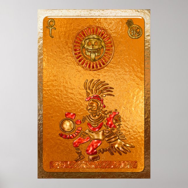 Affiches Ça arrive ! Motif amérindien AZTEC 3D (Devant)