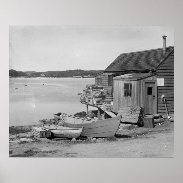 Affiches Cabine de pêcheur, 1900. Photo vintage (Devant)