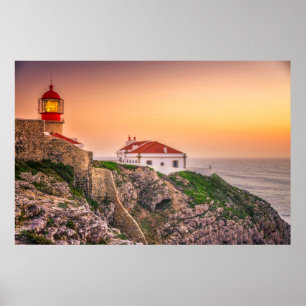 Affiches Cabo Sao Vicente Au Coucher Du Soleil Algarve, P