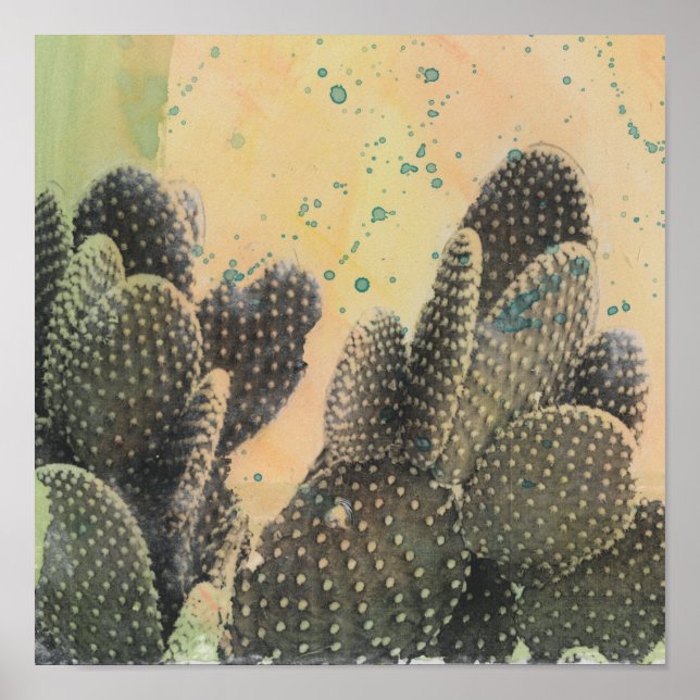 Affiches Cactus du désert | Plat vert (Devant)