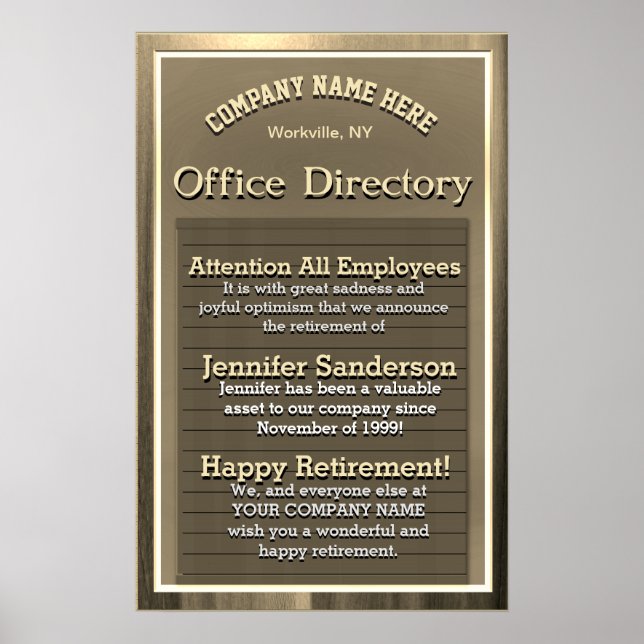 Affiches Cadeau de retraite Vintage or personnalisé (Devant)