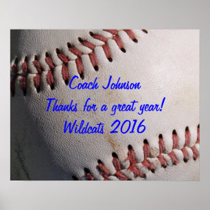 Affiches Cadeau d'entraîneur d'équipe de baseball