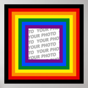 Affiches CADRE DE DRAPEAU D'ARC-EN-CIEL + votre signe ou im