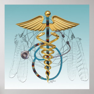 Affiches Caducée et stéthoscope de Natif américain