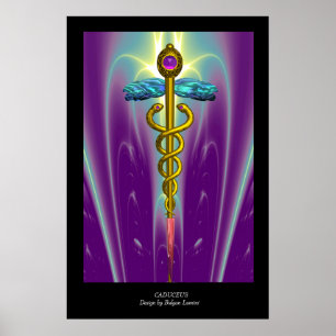 Affiches Caducée Médical Symbole Or Pourpre Vert Noir