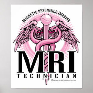 Affiches Caducée rose d'IRM
