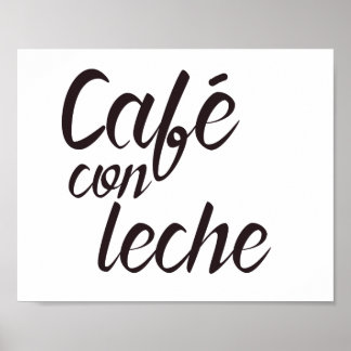 Affiches Café con Leche Espagnol Café Word Art
