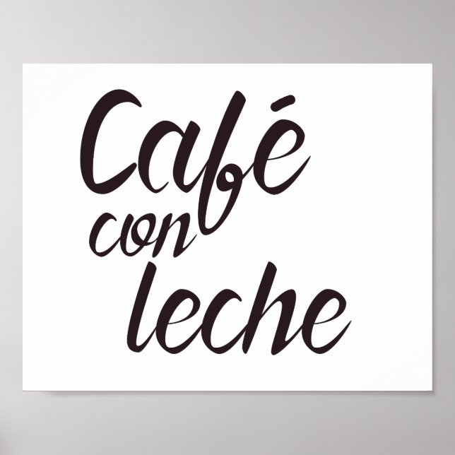Affiches Café con Leche Espagnol Café Word Art (Devant)