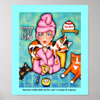 Affiches Café Du Matin Avec Tous Les Chats