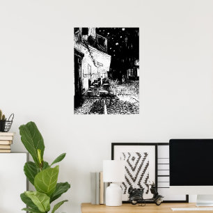 Affiches Café Terrasse en soirée