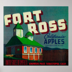 Affiches Caisse LabelSebastopol, CA de Ross Apple de fort
