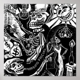 Affiches Calaveras vintage. Vers 1936. Mexique.