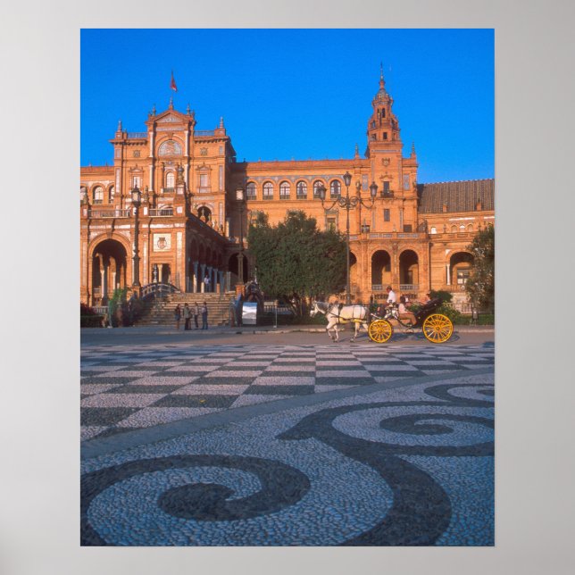 Affiches Calèche dans la Plaza de Espana à (Devant)